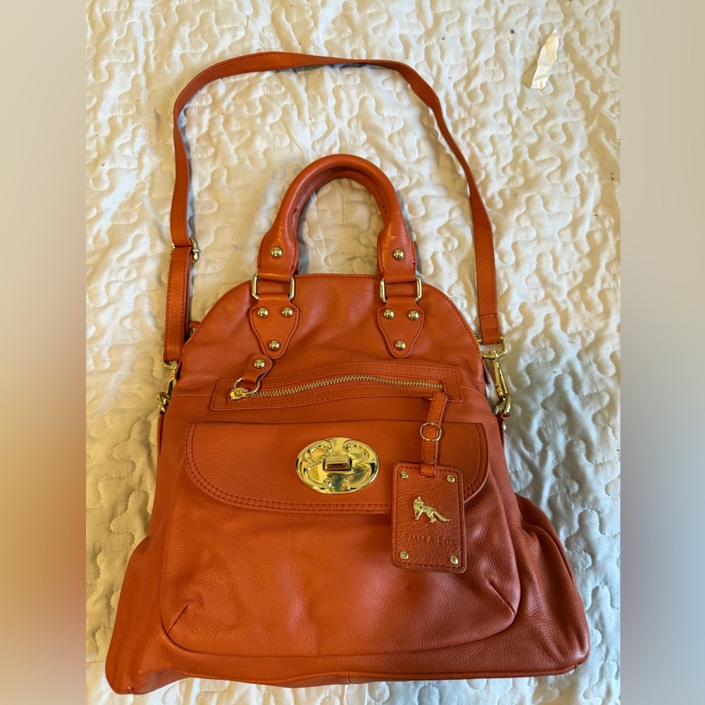 Elegant Emma Fix  Orange Leather Handbag